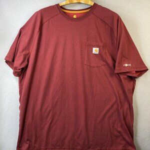 Carhartt Shirt Mens Size 3XL Burgundy Red Loose‎ Fit Short Sleeve T-Shirt Pocket